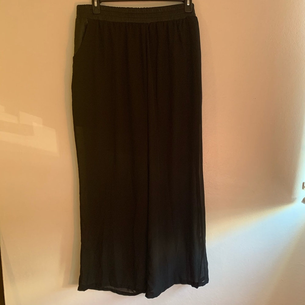 wet seal wide leg black pant